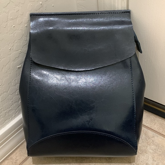 JeHouze Fashion Women Anti-Theft Shoulder Handbag Genuine Leather Backpack, Blue - Picture 2 of 12